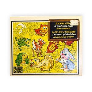 Vintage Parker Brothers Forest Creatures Jigsaw Puzzle 12"x15" - Good Condition